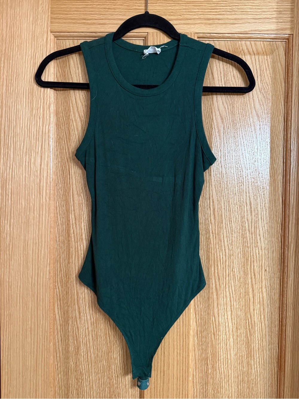 Le Lis Dark Green Ribbed Sleeveless Bodysuit